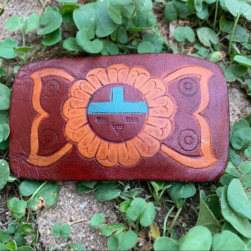 VTG Sun face leather Belt Buckle